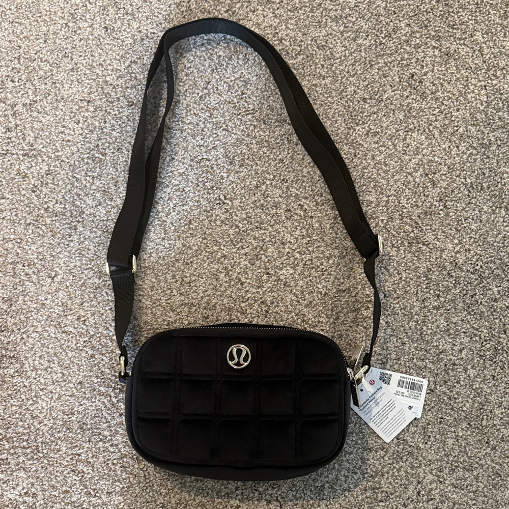 lululemon athletica Black Velvet Quilted Crossbody Bag
